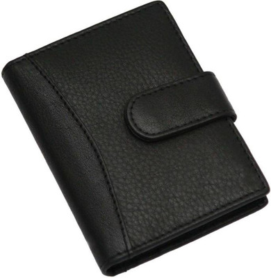 Wildmount Men Black Genuine Leather Card Holder(18 Card Slots)