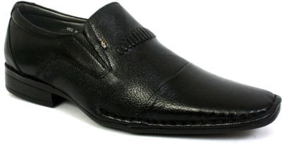 Hitz Black Leather Formal Shoes Slip On For Men(Black