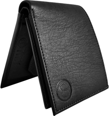 KnW Boys Black Artificial Leather Wallet(10 Card Slots)