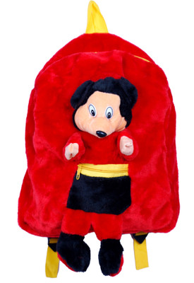 Rudra Premium Quality Teddy Bear School Backpack with Front Zipper - 32 cm(Red, Black), Black;red