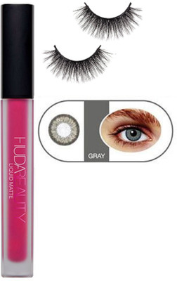 Professional kit Eyelashes, Beauty Liquid Matte ,Huda Lipstick Shade - Video Star With Sterling Gray Cat Eye Contact Lenses(Set of 3)
Professional kit Eyelashes, Beauty Liquid Matte ,Huda Lipstick Shade - Video Star With Sterling Gray Cat Eye Contact Lenses(Set of 3)