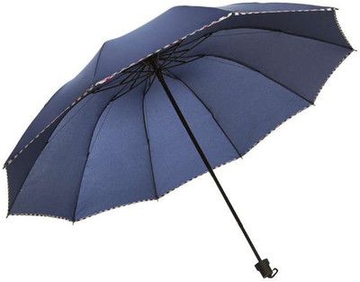 KEKEMI 3 Fold Plain1 Umbrella(Blue)