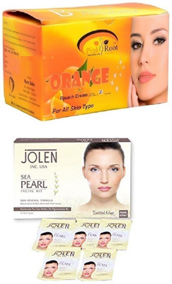 Pink Root Orange Bleach 250gand Jolen Sea Pearl Kit 50g(Set of 2)