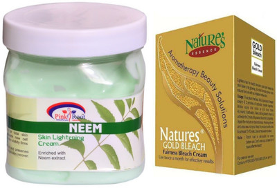 Pink Root Neem Cream 500ml, Nature's Essence Gold Bleach 43g(Set of 2)