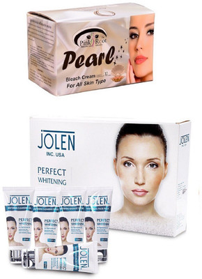 Pink Root Pearl Bleach 250gand Jolen Perfect Whitening Glow Kit 250g(Set of 2)