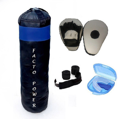FACTO POWER 3.5 Feet Long, PU Material, Black and Blue Color, Unfilled with Hanging Straps, Pair of Black Color Curve Coacher Pad, 9 Feet Long Black Color Hand Wraps and Blue Color Mouth Guard Gym & Fitness Kit
FACTO POWER 3.5 Feet Long, PU Material, Black and Blue Color, Unfilled with Hanging Straps, Pair of Black Color Curve Coacher Pad, 9 Feet Long Black Color Hand Wraps and Blue Color Mouth Guard Gym & Fitness Kit