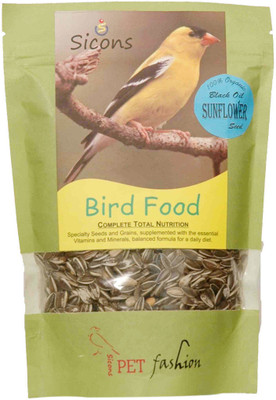 SICONS Pet Fashion Bird food Black Oil Sunflower seed 300 g Dry Bird Food