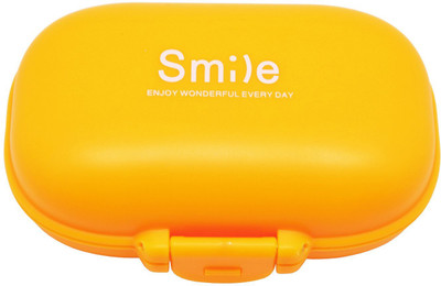 MK 4 SLOT SMILE PILL BOX CONTAINER CASE ORGANIZER PILL BOX MULTICOLOUR MK SMILE PILL BOX CONTAINER CASE ORGANIZER OR CASE CONTAINER 4 SLOT Pill Box(Yellow)