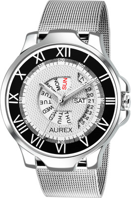 AUREX AX-GR104-WHC White Dial Day And Date Functioning Watch - For Men