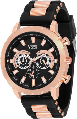 Youth Club CSO-01BLK New Black Big Dial Chronograph Pattern Watch - For Boys