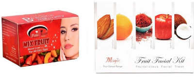 Pink Root Mix Fruit Bleach 250g and Nature's Essence Fruit Facial Kit 180g(Set of 2)
Pink Root Mix Fruit Bleach 250g and Nature's Essence Fruit Facial Kit 180g(Set of 2)