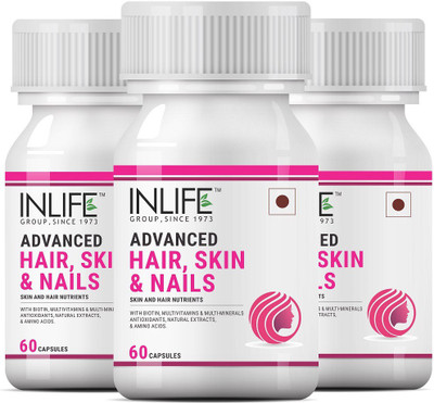 Inlife Biotin Advanced Hair Skin & Nails Supplement with Multivitamin Minerals Amino Acids for Hair Growth – 60 Capsules (3 pack)(180)
Inlife Biotin Advanced Hair Skin & Nails Supplement with Multivitamin Minerals Amino Acids for Hair Growth – 60 Capsules (3 pack)(180)