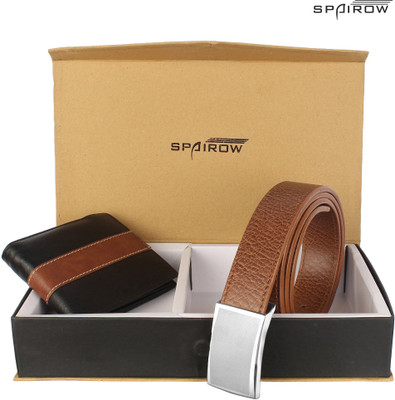 Spairow Men Black, Tan Genuine Leather Wallet(6 Card Slots)
