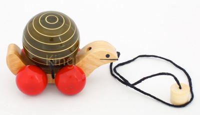 Kingini Wooden Turtle With Rotating Ball - Green(Multicolor)