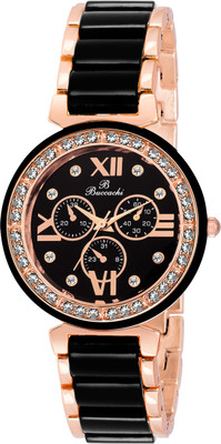 Buccachi B-L1035-BK-CH Black Dial Slim Watch - For Women