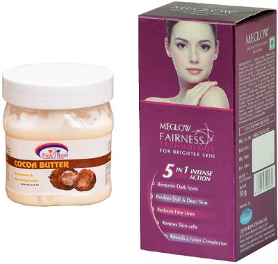 Pink Root Cocoa Butter Cream 500ml and Meglow Fairness 5in1 Intense Action(Set of 2)
Pink Root Cocoa Butter Cream 500ml and Meglow Fairness 5in1 Intense Action(Set of 2)