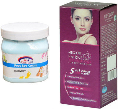 Pink Root Foot Spa Cream 500ml and Meglow Fairness 5in1 Intense Action(Set of 2)