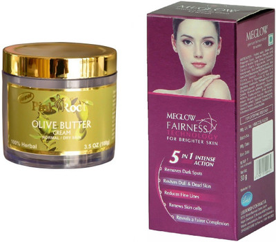Pink Root Olive Butter Cream 100gm and Meglow Fairness 5in1 Intense Action(Set of 2)
Pink Root Olive Butter Cream 100gm and Meglow Fairness 5in1 Intense Action(Set of 2)