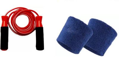 Monika Sports plastic skipping rope + sweat band for exercise Home Gym Kit