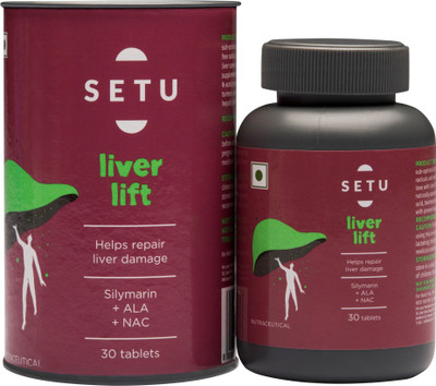 Setu Liver Lift, Most advanced Liver Protection formulation with Milk Thistle Extract, Glutathione, Alpha Lipoic Acid, and N-Acetyl-Cysteine(30 No)
Setu Liver Lift, Most advanced Liver Protection formulation with Milk Thistle Extract, Glutathione, Alpha Lipoic Acid, and N-Acetyl-Cysteine(30 No)