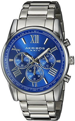 Akribos XXIV Blue19530 Akribos XXIV Men's AK865SSBU Silver-Tone Watch Watch - For Men