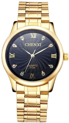 ShoppeWatch Black24105 ShoppeWatch Men's Gold Watch IP Plated Metal Bracelet Big Black Crystal Dial Reloj de Hombres SWCX013A Watch - For Men