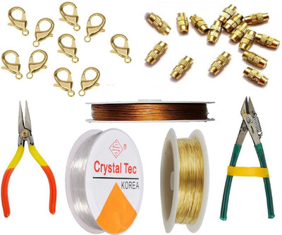 GOELX Gear Wire/Tiger Tail, Copper Wire, Elastic Wire Clear, End Clasps(Barrel & Lobster) & Tools(Cutting & Bending) Combo for jewellery making,beading & other craft projects
GOELX Gear Wire/Tiger Tail, Copper Wire, Elastic Wire Clear, End Clasps(Barrel & Lobster) & Tools(Cutting & Bending) Combo for jewellery making,beading & other craft projects