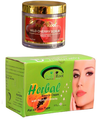 Pink Root Herbal Bleach 250gm, Wild Cherry Scrub 100gm(Set of 2)