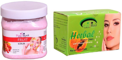 Pink Root Herbal Bleach 250gm, Fruit Scrub 500ml(Set of 2)