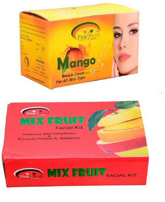 Pink Root Mango Bleach 250gm, Mix Fruit Facial Kit 83gm(Set of 2)