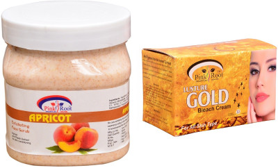 Pink Root Gold Bleach 250gm, Apricot Scrub 500ml(Set of 2)