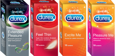 Durex Extended Pleasure::Feel Thin::Excite Me::Pleasure Me Condom(Set of 4, 40S)