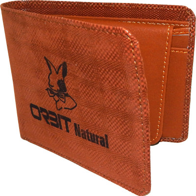 Orbit Men Tan Artificial Leather, Fabric Wallet(3 Card Slots)