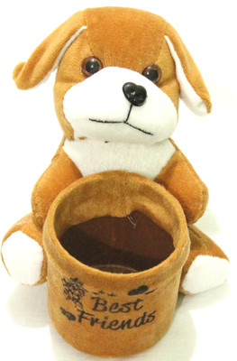 kabir toys Brown Dog Teddy with Pen stand Holder - 15 cm(brown)