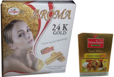 Super Aroma 24K Gold Facial Kit (5 in 1) 280g. + Gold Bleach 300g. Net 580 g(Set of 5)
Super Aroma 24K Gold Facial Kit (5 in 1) 280g. + Gold Bleach 300g. Net 580 g(Set of 5)