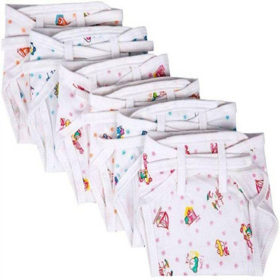 babique BABY PRINTED HOSIERY NAPPIES COMBO OF 6'S, Multicolor