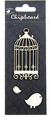 LITTLE BIRDIE Chipboard Shapes -Ornate cage with birds