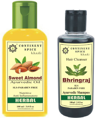 Continent Spice Hair Care Sweet Almond Oil And Bhringraj Shampoo Combo(Set of 1)