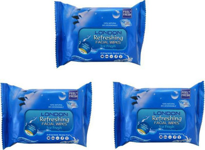 London Refreshing Ice Fresh Beauty Wipes (Pack of 3)(Pack of 75)