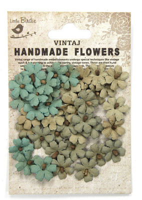 LITTLE BIRDIE Rustic Mini Paper Daisies - Teal