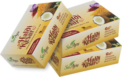 SuAyu Haldi Kesar Soap(225 g, Pack of 3)
