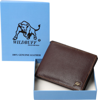 Wild Buff Men Brown Genuine Leather Wallet(5 Card Slots)