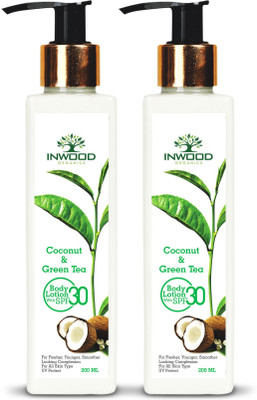 INWOOD ORGANICS Coconut and Green Tea Refreshing Body Lotion | Skin Whitening and UV Protect | Sunscreen Body Lotion SPF 30 | Body Lotion for All Skin Types | Combo Pack of 2(400 ml)
INWOOD ORGANICS Coconut and Green Tea Refreshing Body Lotion | Skin Whitening and UV Protect | Sunscreen Body Lotion SPF 30 | Body Lotion for All Skin Types | Combo Pack of 2(400 ml)