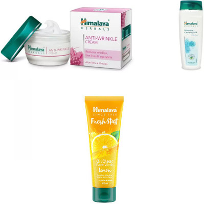 Himalaya Anti Wrinkle Cream, Refreshing Cleansing Milk, Fresh Start Oil Clear lemon Face Wash(Set of 3)
Himalaya Anti Wrinkle Cream, Refreshing Cleansing Milk, Fresh Start Oil Clear lemon Face Wash(Set of 3)