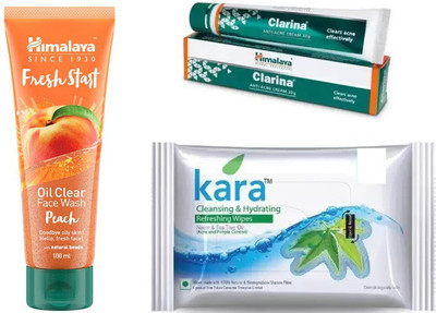 Himalaya oil clear peach face wash, clarina cream, cleansing and hydrating refreshing wipes(Set of 3)
Himalaya oil clear peach face wash, clarina cream, cleansing and hydrating refreshing wipes(Set of 3)