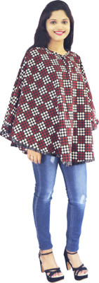 mum's caress Maroon and Black Plaid Feeding Cloak(Maroon and Black)