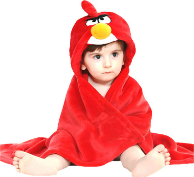BRANDONN Animal Hooded Baby Blanket(Polyester, Red
