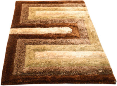 Presto Brown Polyester Carpet(90 cm X 150 cm)