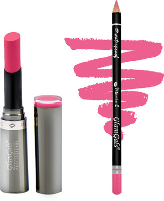 glamgals Cream Matte Lipstick Lip Liner Pencil(Set of 2)