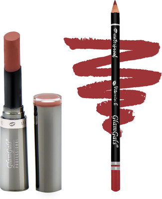 Glamgals Crme Matte Lipstick 3 gm & Lip Liner Pencil(Set of 2)